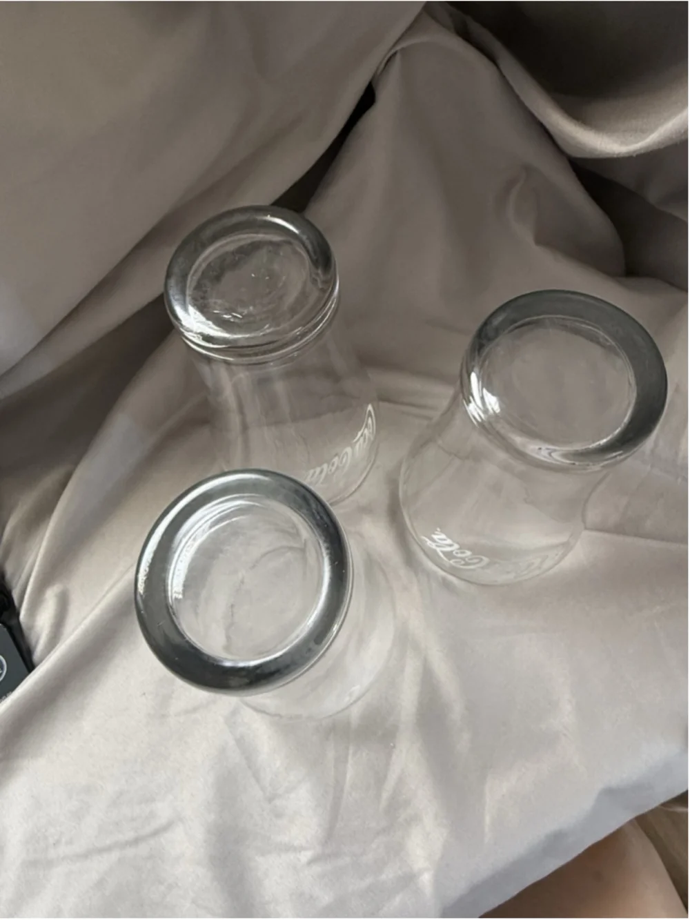 COCA-COLA GLASSES Clear Glass With White Lettering 6.5in Tall (3pc)